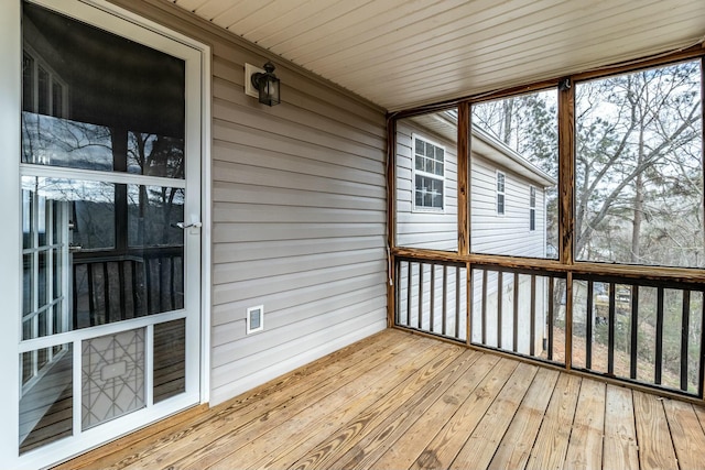 view of unfurnished sunroom