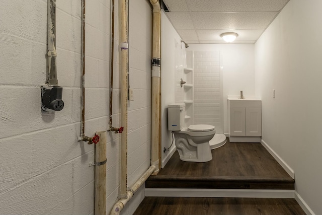 bathroom featuring hardwood / wood-style floors, vanity, and toilet