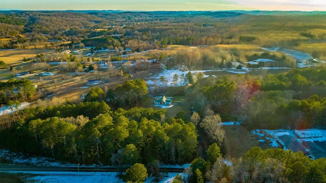 view of aerial view at dusk