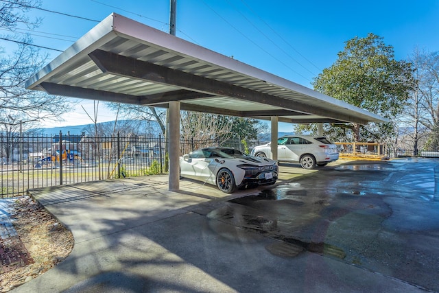 view of parking with a carport