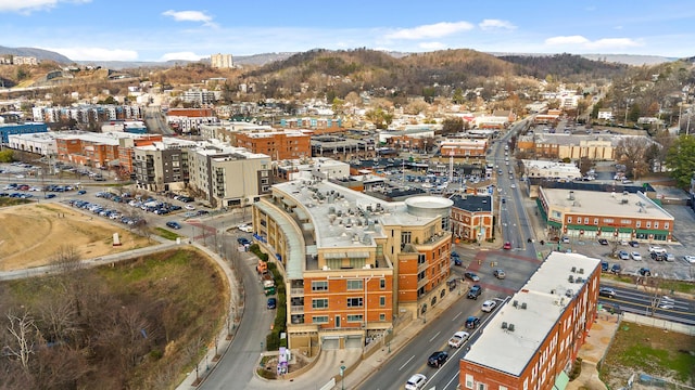 birds eye view of property with a mountain view