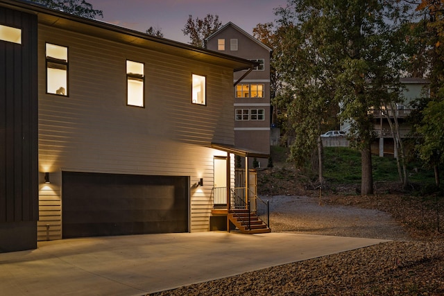 view of front of home with a garage