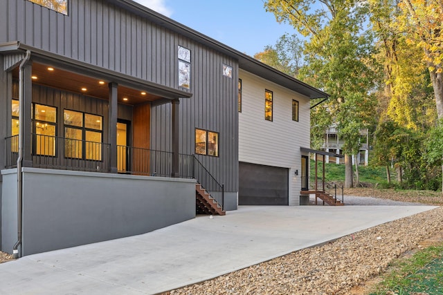 view of property exterior featuring a garage