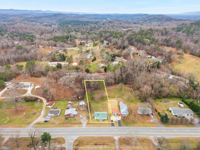 aerial view featuring a mountain view