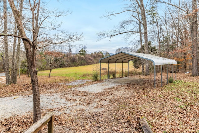 view of yard featuring a carport