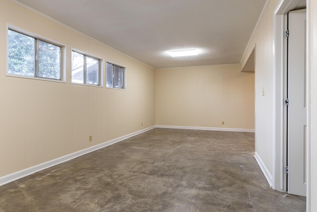 basement with crown molding