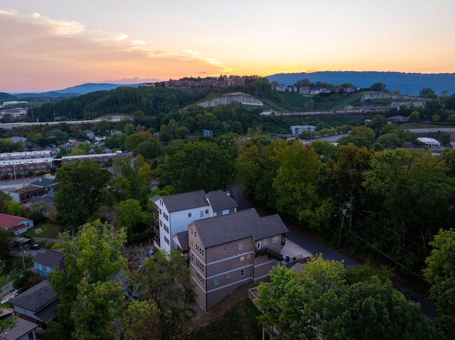 view of aerial view at dusk