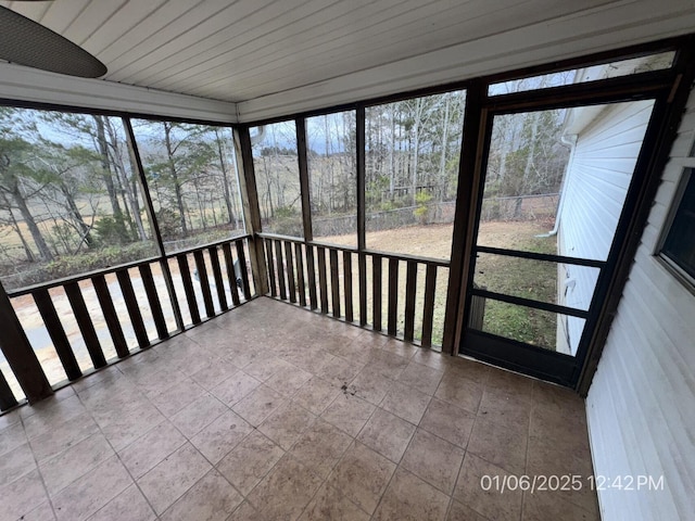 view of unfurnished sunroom