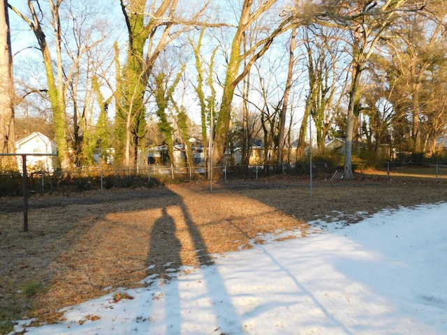 view of yard covered in snow