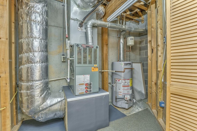 utility room with water heater