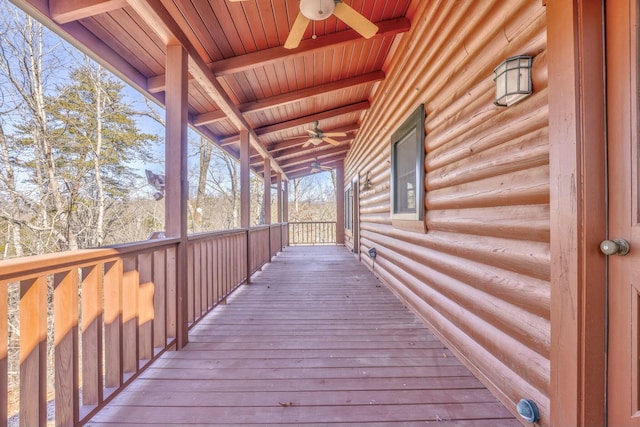 deck featuring ceiling fan