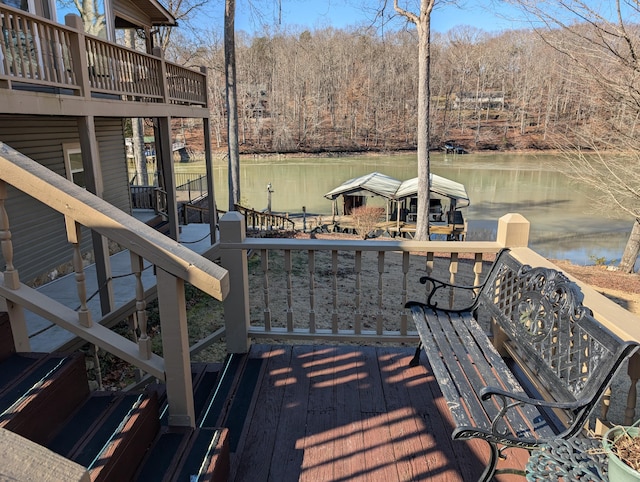 dock area featuring a water view