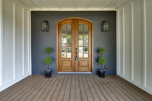 doorway to property with french doors