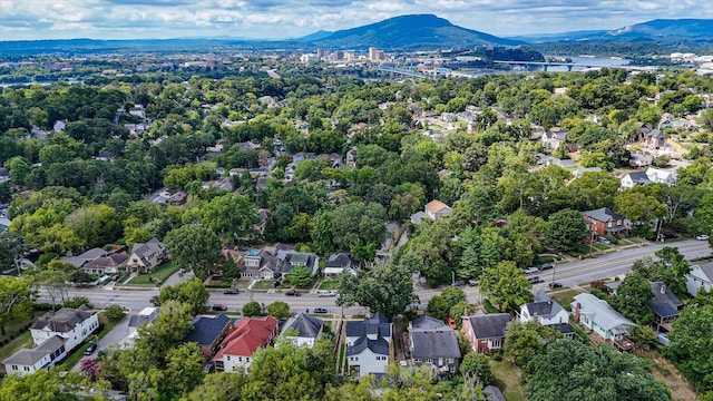 drone / aerial view with a mountain view