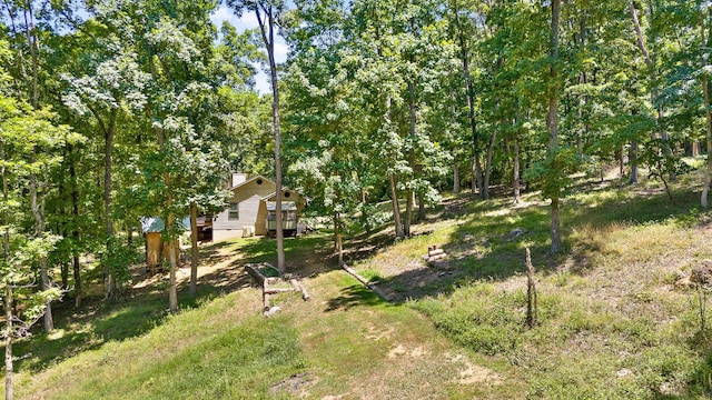 view of yard with a wooden deck