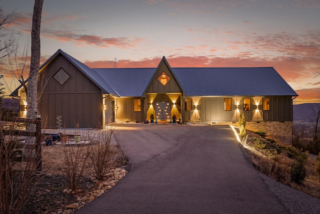 view of modern inspired farmhouse