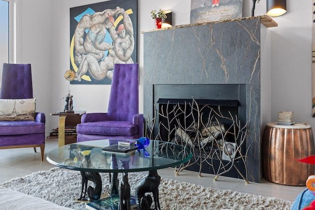 view of tiled living room