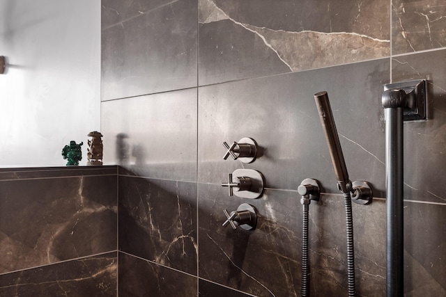 interior details with tiled shower