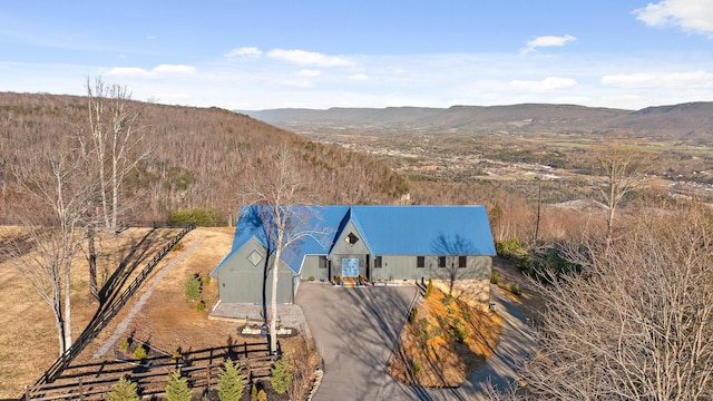 bird's eye view with a mountain view