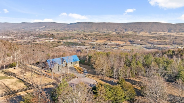 drone / aerial view with a mountain view