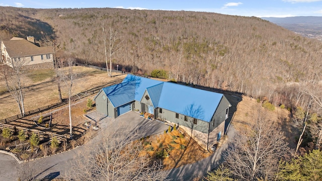 aerial view with a mountain view