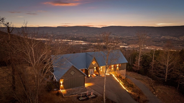 exterior space featuring a mountain view