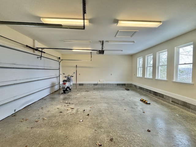 garage with a garage door opener