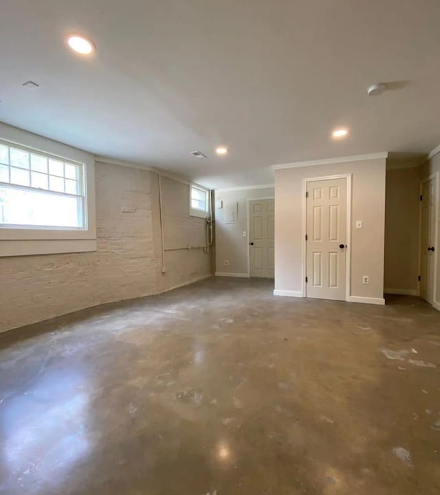 basement featuring ornamental molding