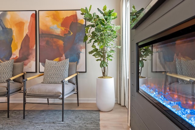 sitting room featuring light hardwood / wood-style flooring