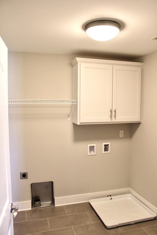 laundry room with washer hookup, cabinets, and hookup for an electric dryer