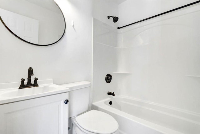 full bathroom featuring vanity, toilet, and shower / bathtub combination