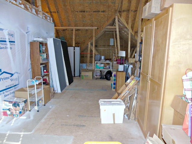 view of unfinished attic