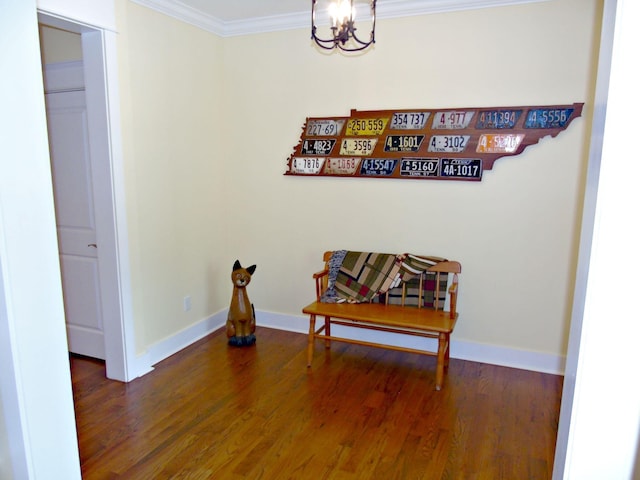 807 Blissfield Ct, Chattanooga, TN 37419 - hallway with ornamental molding, a chandelier, and wood finished floors