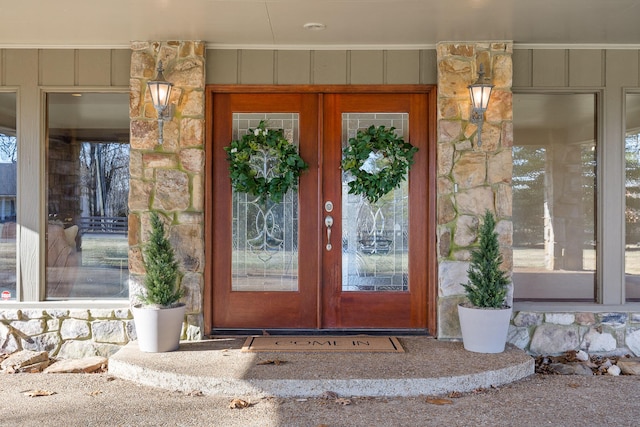 view of exterior entry with french doors