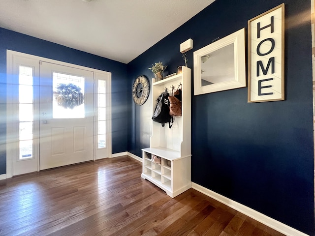 mudroom featuring dark hardwood / wood-style floors