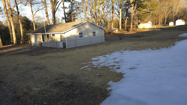 view of snowy exterior