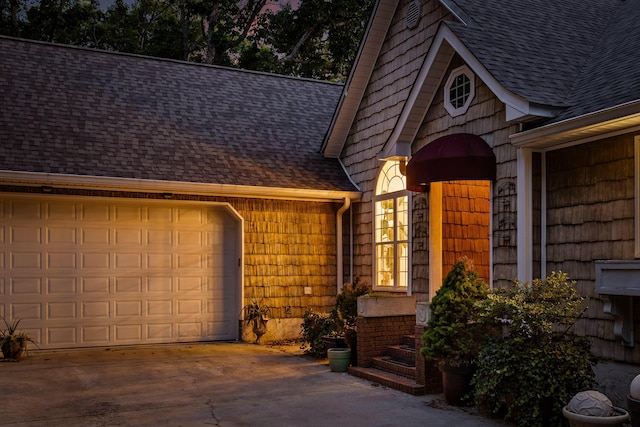 entrance to property with a garage