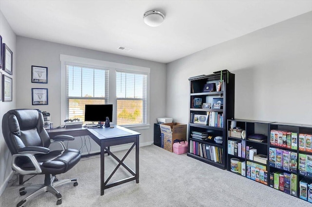 view of carpeted office space