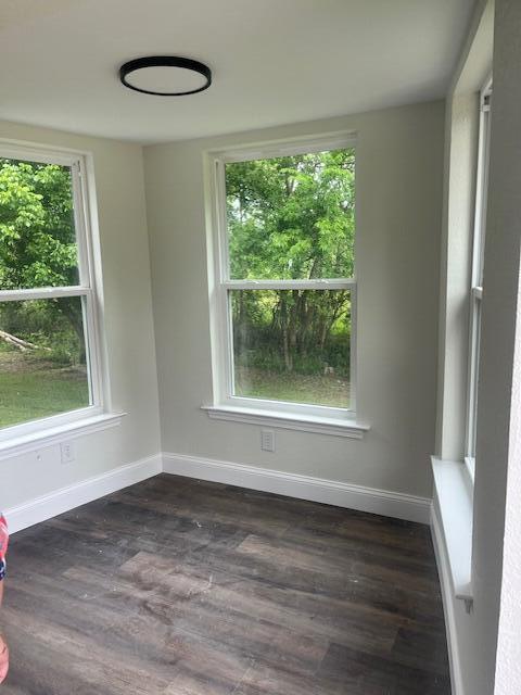 spare room with dark hardwood / wood-style flooring