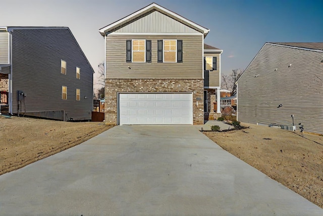 view of front of property with a garage