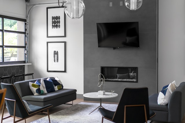 living room featuring wood-type flooring