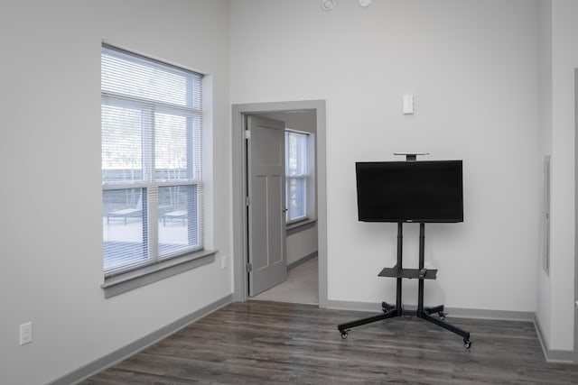 interior space with a wealth of natural light and dark hardwood / wood-style flooring