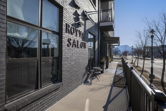 exterior space with a mountain view