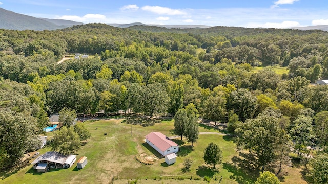 aerial view with a mountain view