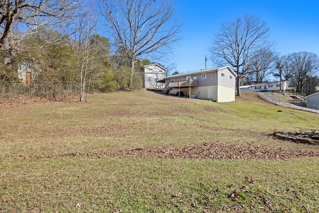 view of yard featuring a deck