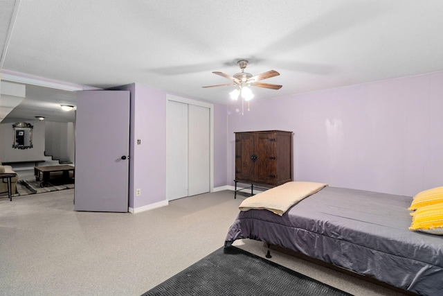 bedroom featuring a closet and ceiling fan