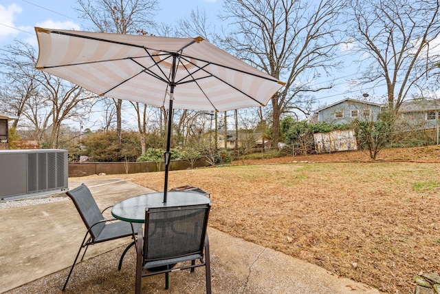 view of patio featuring central air condition unit