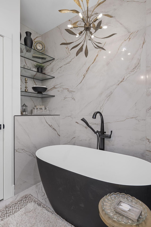 bathroom featuring a tub to relax in