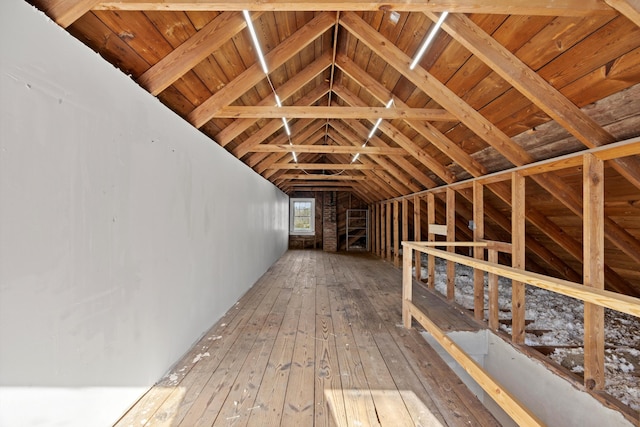 view of unfinished attic