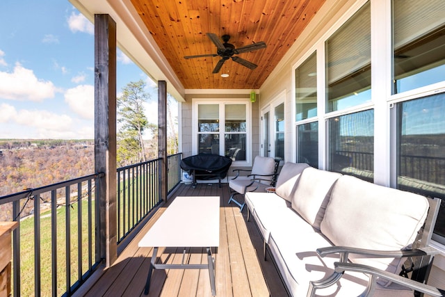 3745 Raulston Falls Rd, Jasper, TN 37347 - wooden terrace featuring outdoor lounge area and ceiling fan